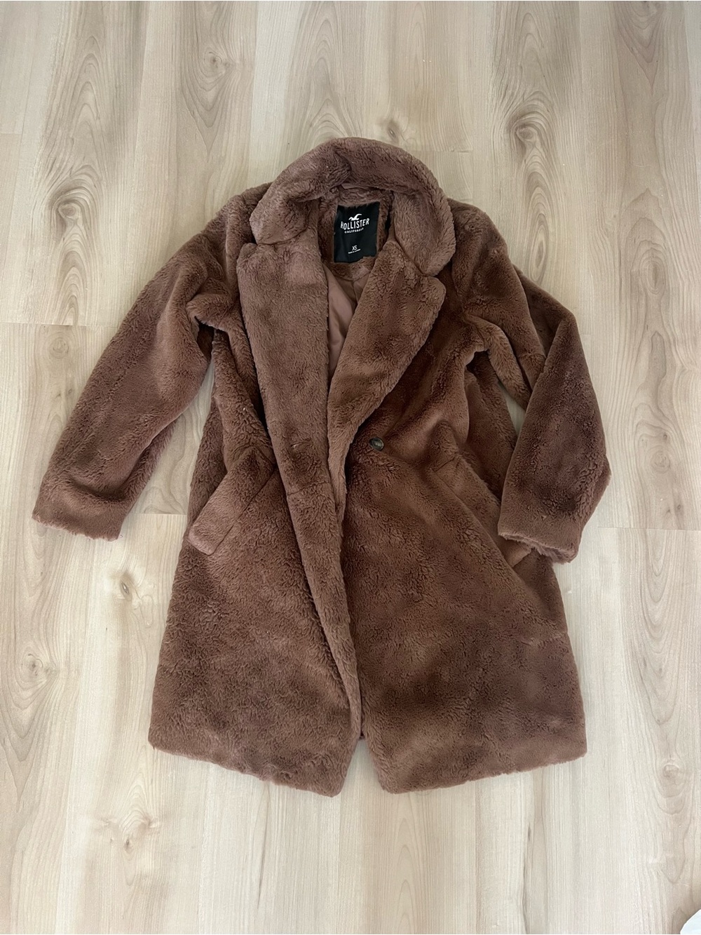 Hollister Faux Fur Brown Long Coat